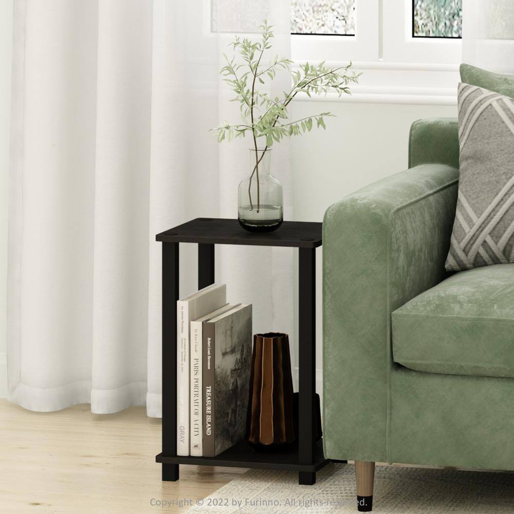 Espresso & Black Simplistic Wooden End Table Set of 2