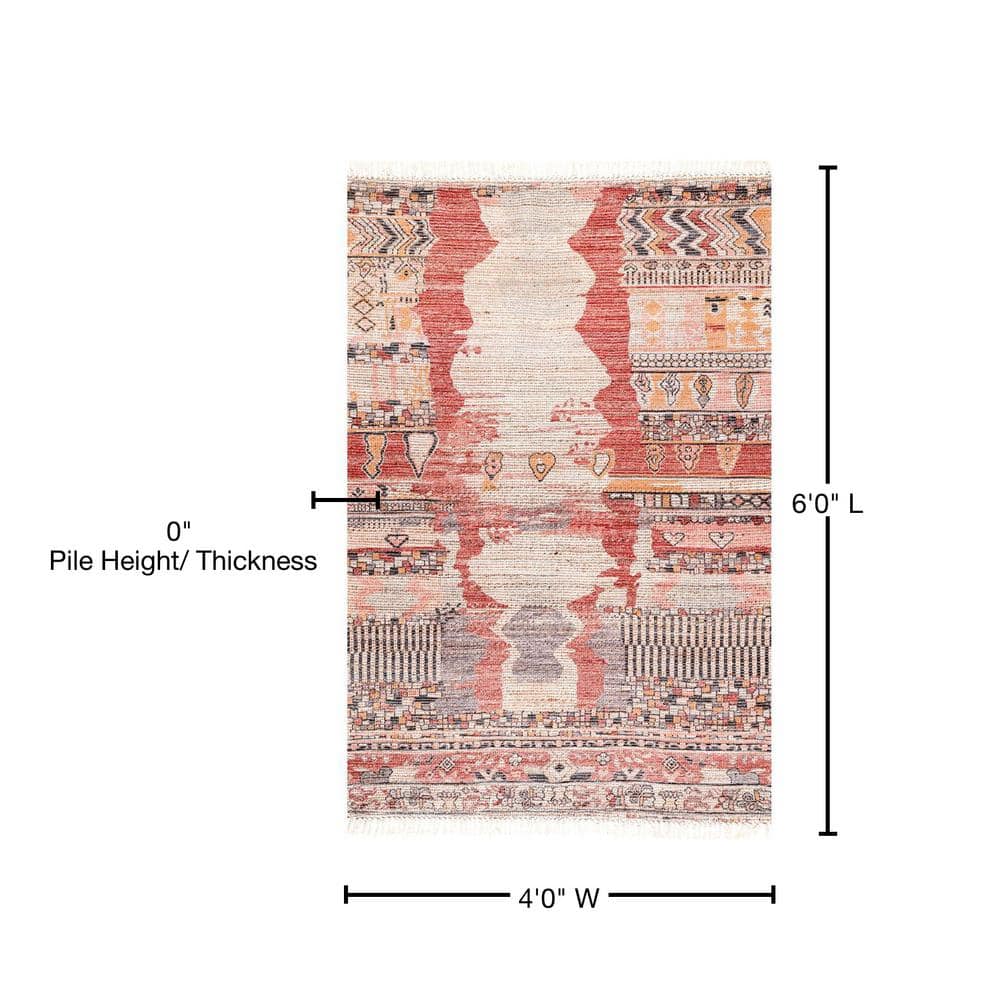 Multicolor Handmade Synthetic 4' x 6' Reversible Area Rug