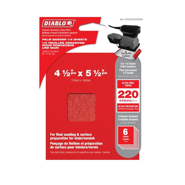 3M Ultra Durable Sandpaper Sheets - 220 Grit, 1/4 Sheet Size, 5-Pack