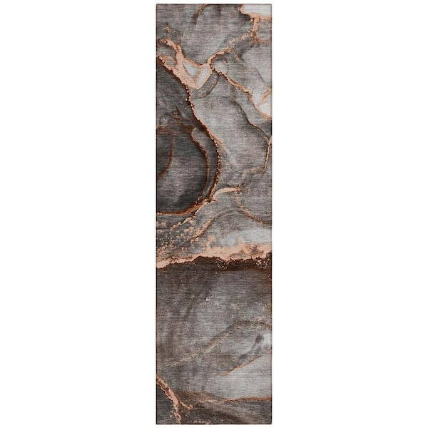 Peach 2 ft. x 8 ft. Woven Abstract Polyester Runner Indoor/Outdoor Area Rug