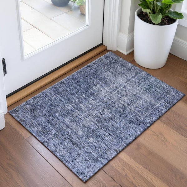 Mayfield Premium Machine Washable Abstract AMF1228 Navy 2 ft. x 3 ft. Area Rug