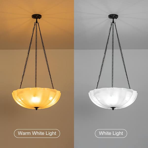 LLHZSY 20.87 in. 4-Light Black and White Bowl Semi-Flush Mount