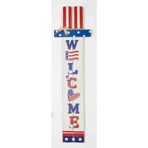 51 in. Wood Patriotic July 4th Welcome Porch Sign