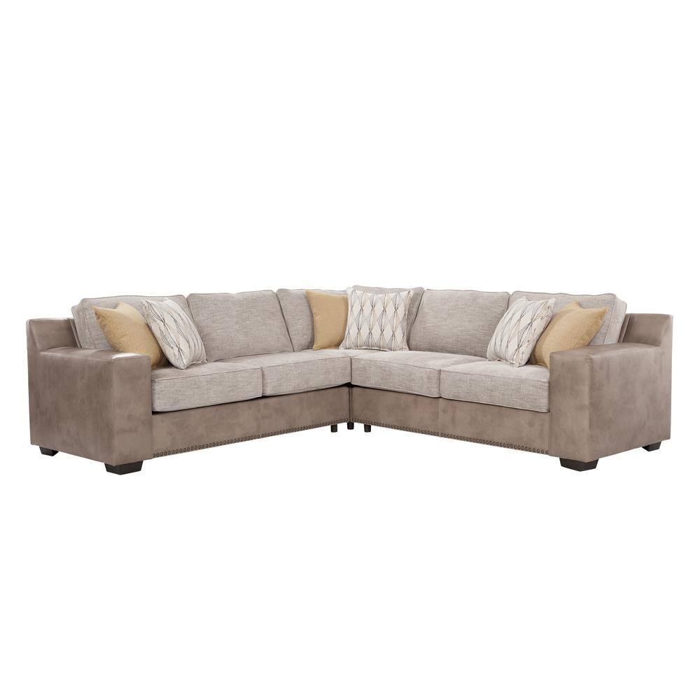 Aberdeen Chenille Leather Sectional Sofa Baci Living Room