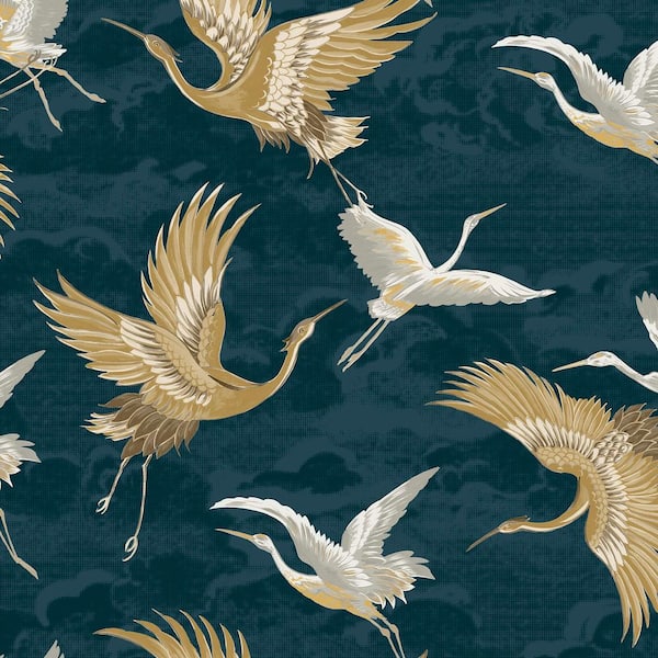 Unbranded Sublime Kranes Petrol Wallpaper