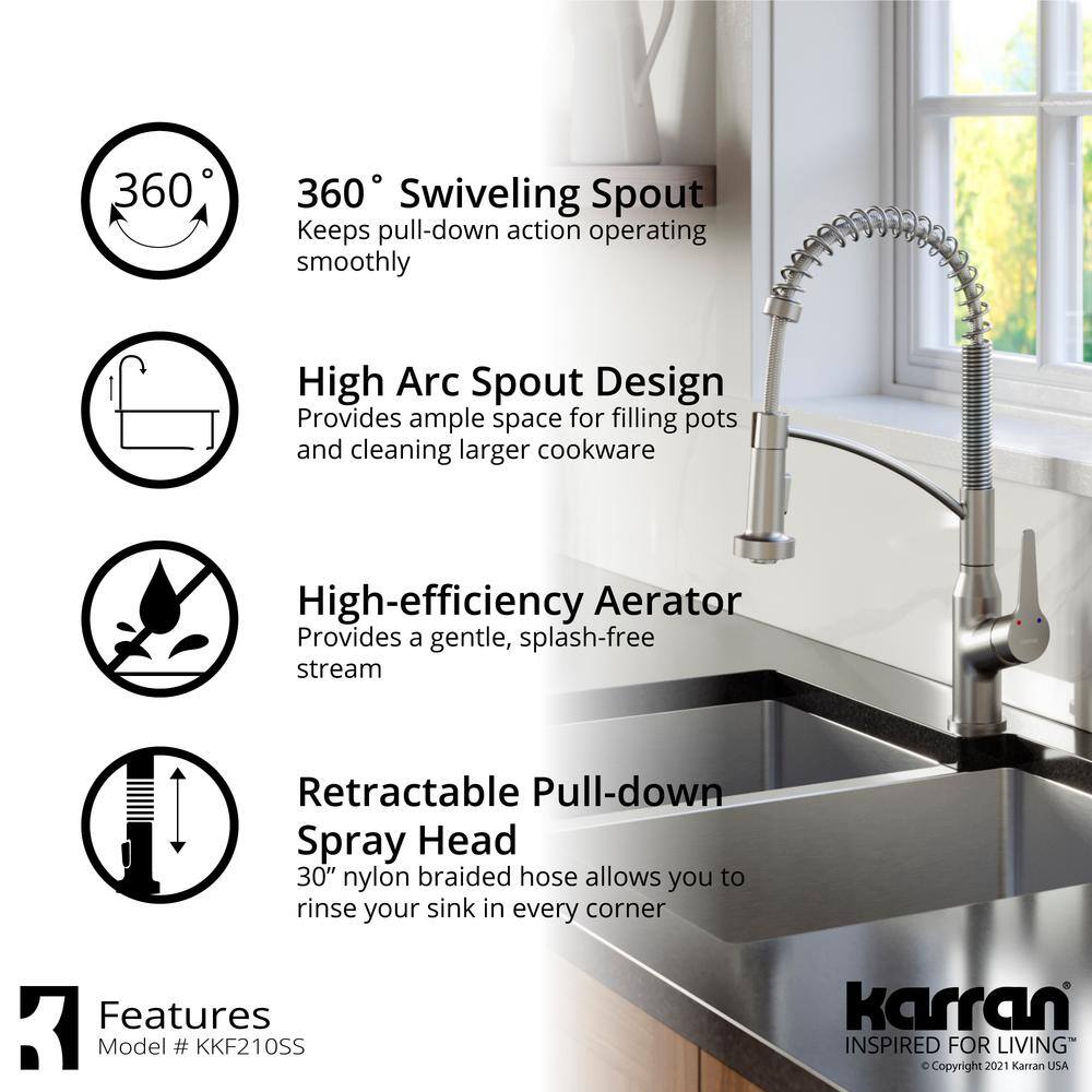 Karran Black Quartz 33'' Single Bowl Drop-In Kitchen Sink with Stainless Steel Faucet