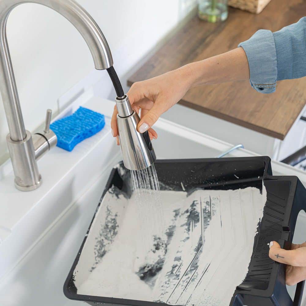 24-Inch White Polypropylene Freestanding Utility Sink with Stainless Steel Faucet