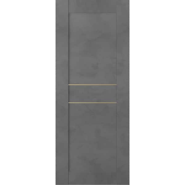 Belldinni Vona 07 2HN Gold 18 in. W x 80 in. H x 1-3/4 in. D 1-Panel Solid Core Dark Urban Prefinished Wood Interior Door Slab