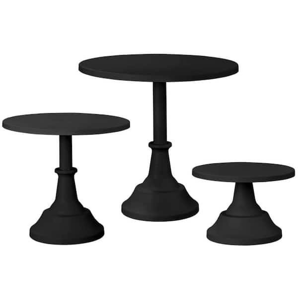 3-Piece Black Metallic Metal Cake Stand Set 8/10/12 in. for Wedding Birthday Party Baby Shower Dessert Display
