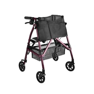 EZ Fold-N-Go 4-Wheel Walker Rollator Short, Lightweight Junior Folding for Seniors in Regal Rose