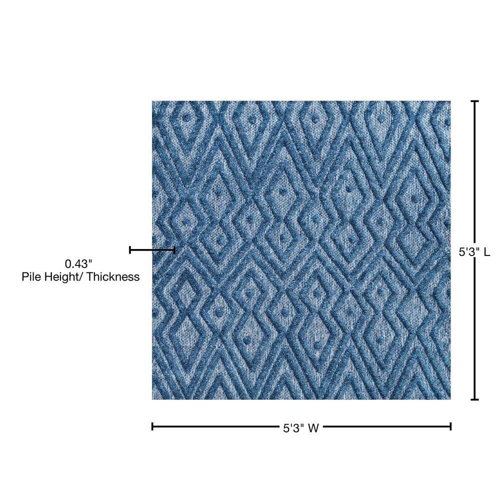 Vintage Moroccan Diamond Navy 5' Square Synthetic Area Rug