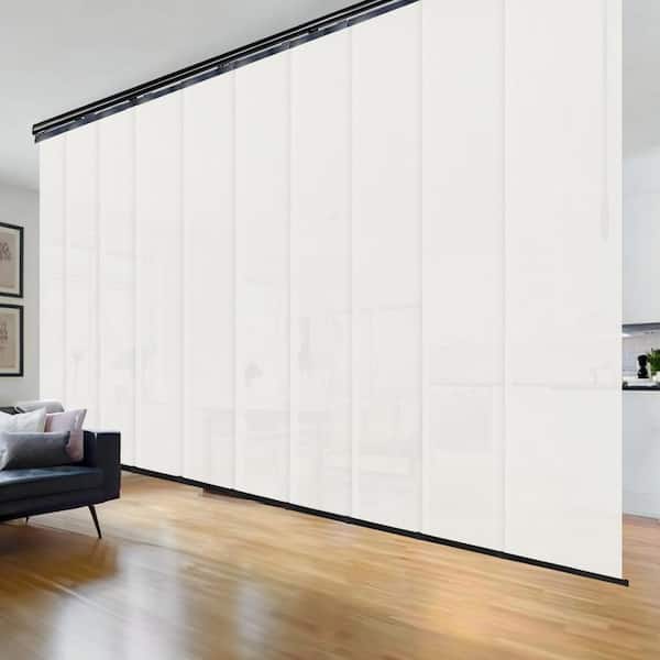 EMOH Dove 120 in. - 218 in. W x 116 in. L Adjustable 10-Panel Black Double Rail Panel Track with 23.5 in. Slates