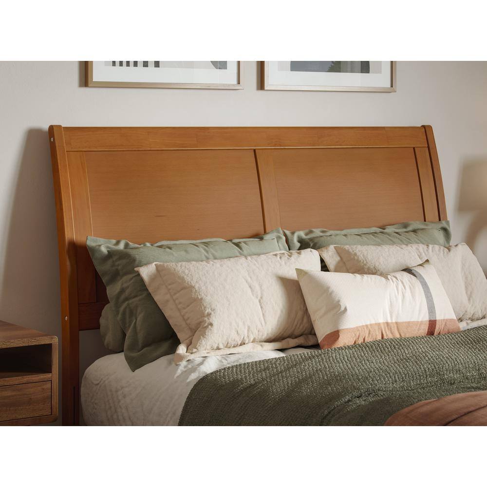 Portland Full Light Toffee Solid Wood Sleigh Headboard