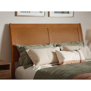 Portland Light Toffee Natural Bronze Full Sleigh Solid Wood Panel Headboard with Attachable Charger