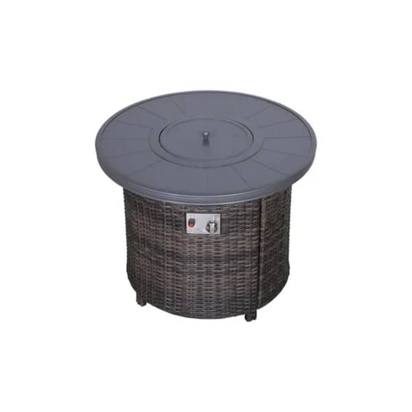 Unbranded 25 in. H x 32 in. W Aluminum Propane Outdoor Fire Pit Table-Stylish and Durable Outdoor Heating Solution