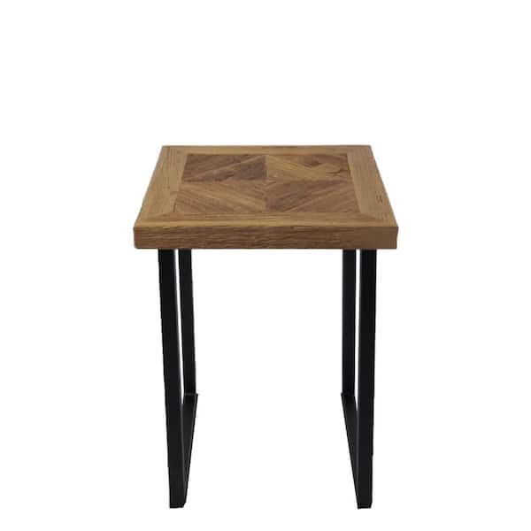 Tidoin 16 in. Black Square Metal Coffee Table with MDF Tabletop