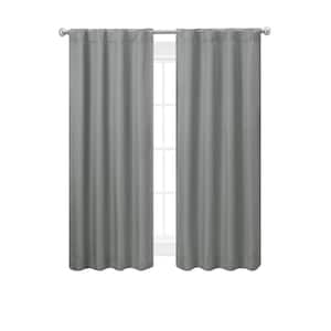 Ultimate Charcoal Blackout Back Tab Curtain - 38 in. W x 63 in. L (2-Panels)
