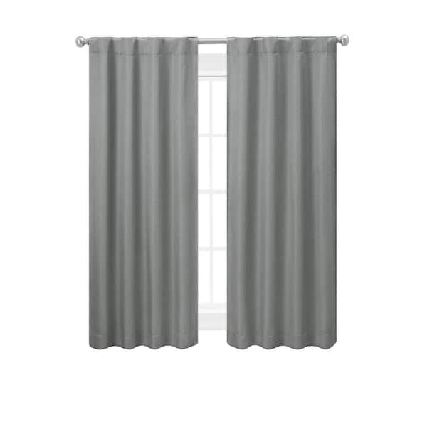 Nautica Ultimate Charcoal Blackout Back Tab Curtain - 38 in. W x 63 in. L (2-Panels)