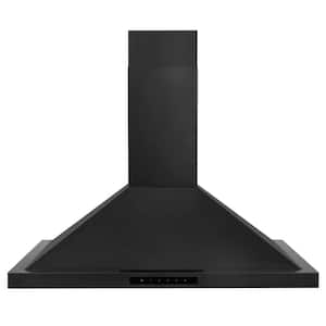 30 in. 400 CFM Convertible Vent Wall Mount Range Hood in Black Stainless Steel with 2 Charcoal Filters