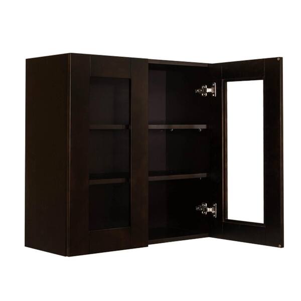 LIFEART CABINETRY Anchester Assembled 30 in. x 36 in. x 12 in. Wall Cabinet with 2 Doors 2 Shelves in Dark Espresso