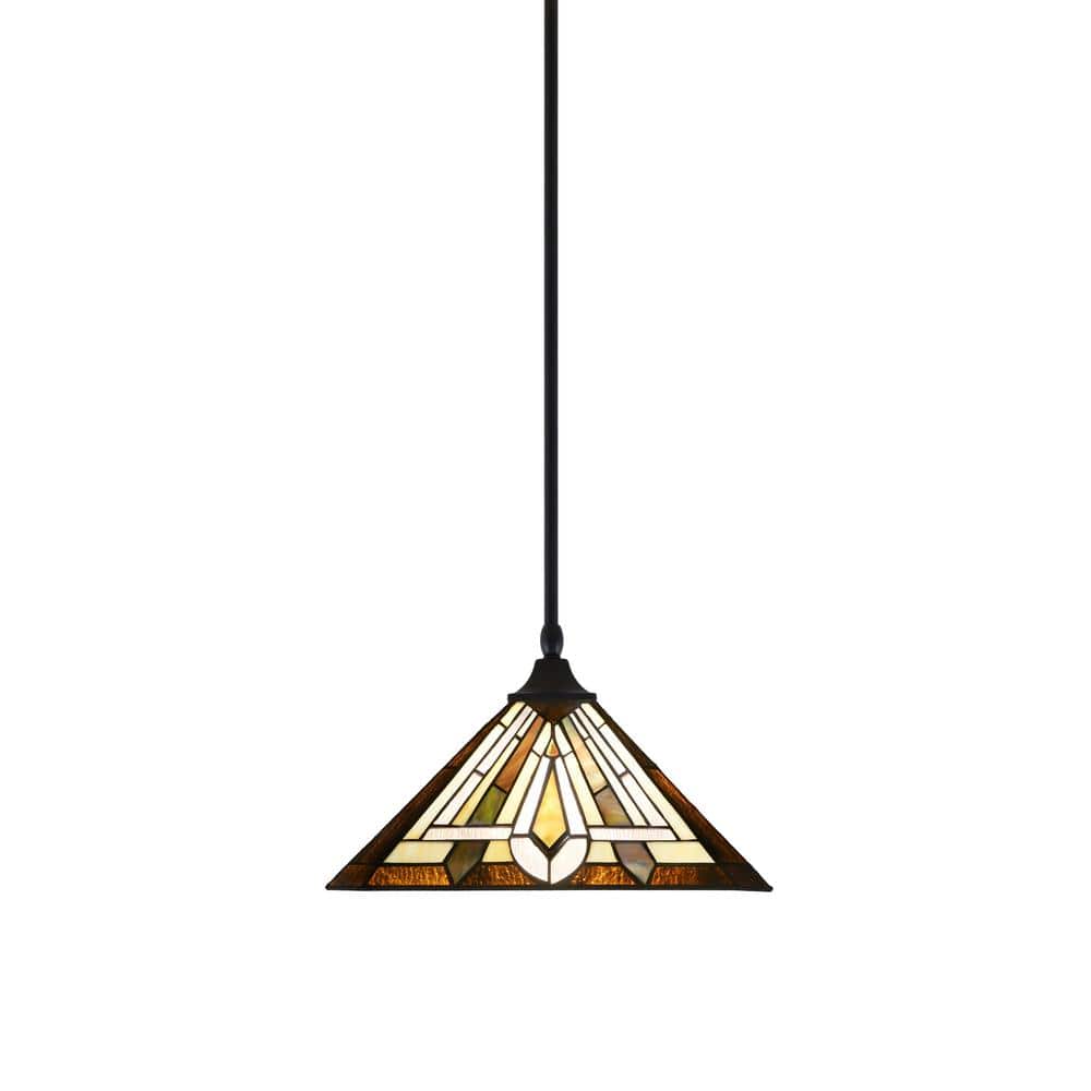 Kingston 14 in. 1-Light Matte Black Stem Pendant Light with 14 in. Tahoe Ar