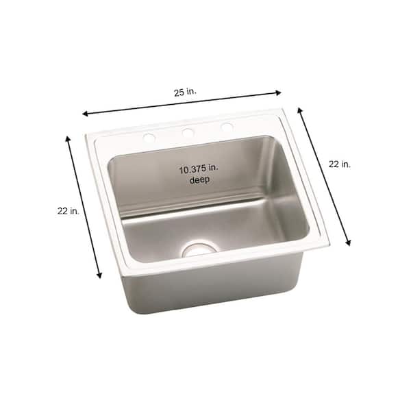 Lustertone 25 in. Drop-in Single Bowl 18-Gauge Stainless Steel Kitchen Sink Only