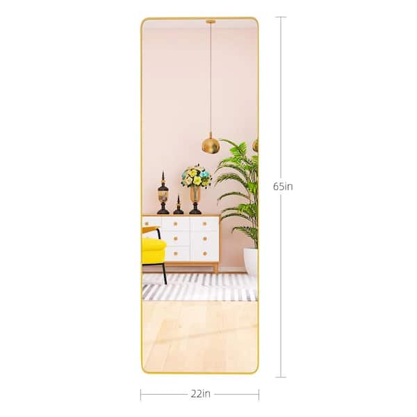 PexFix 22 in. x 65 in. Modern Rectangle Framed Full-Length Mirror Gold  Aluminum Alloy Mirror Standing Mirror, Standing Holder 6522LHJXB-GL - The  Home Depot