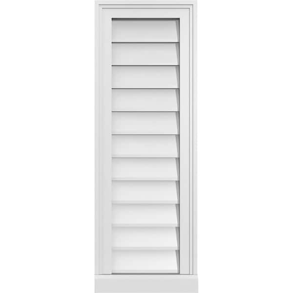 Ekena Millwork 12" x 34" Rectangular White PVC Paintable Gable Louver Vent Non-Functional