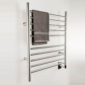 Radiant Straight 10-Bar Hardwired Electric Towel Warmer in Brushed Stainless Steel