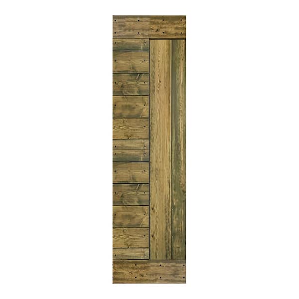 ISLIFE L Series 24 in. x 84 in. Aged Barrel Finished Solid Wood Barn Door Slab - Hardware Kit Not Included