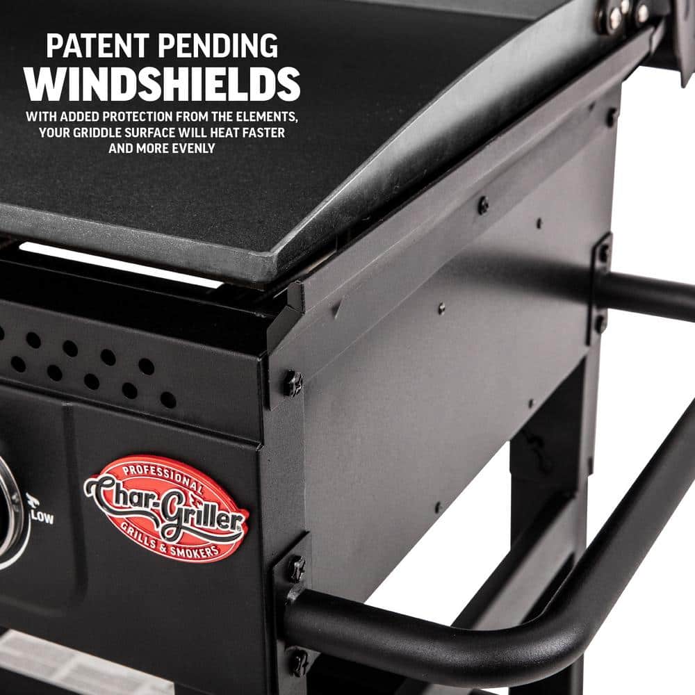 Black Stainless Steel 3-Burner Gas Hibachi Griddle with Lid