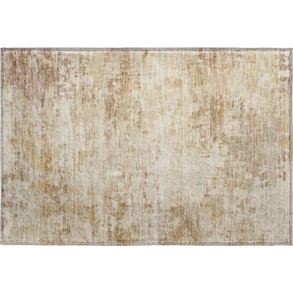 Mayfield Premium Machine Washable Abstract AMF2371 Beige 3 ft. x 4 ft. Area Rug