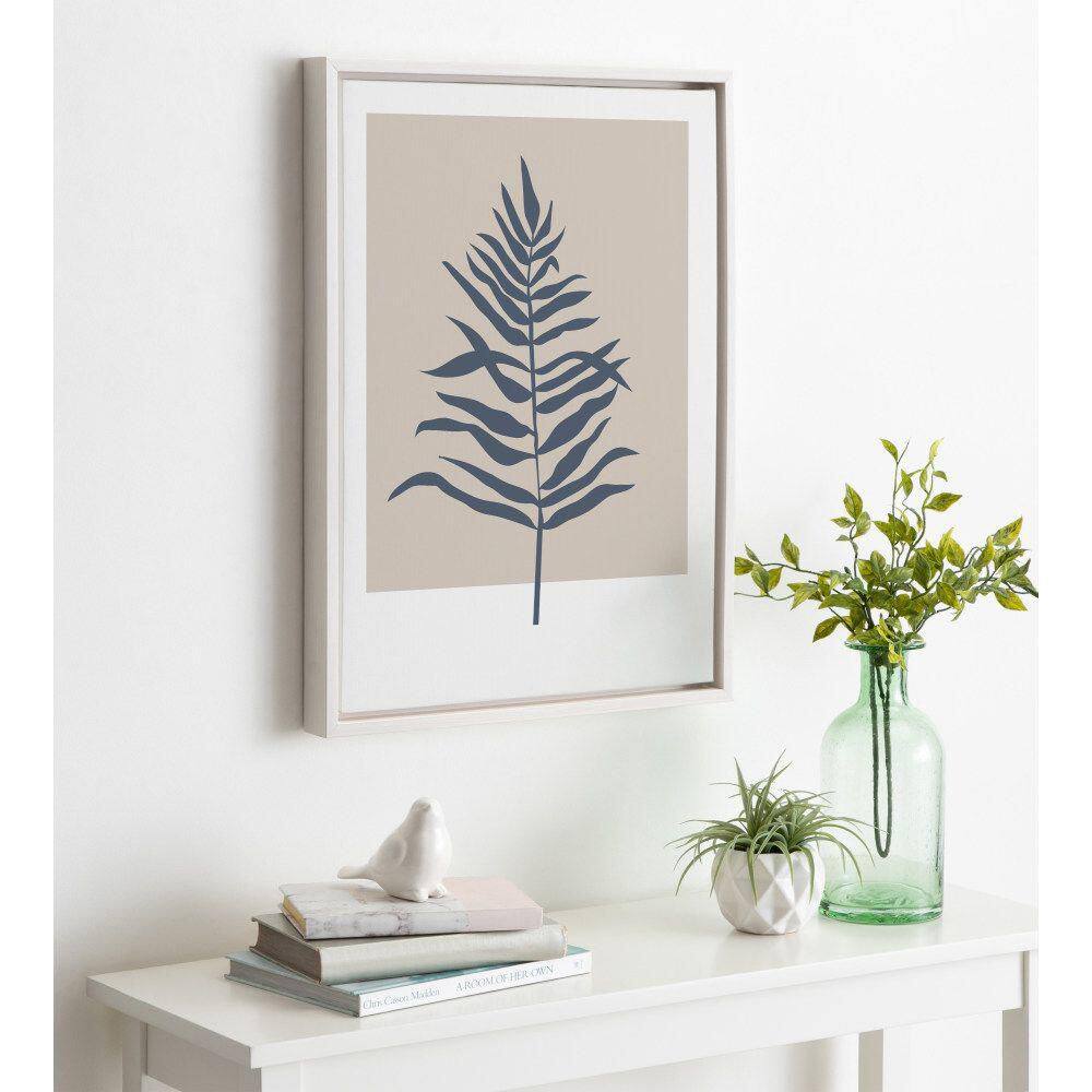 Muted Tan and Blue Botanical Fern Canvas Wall Art