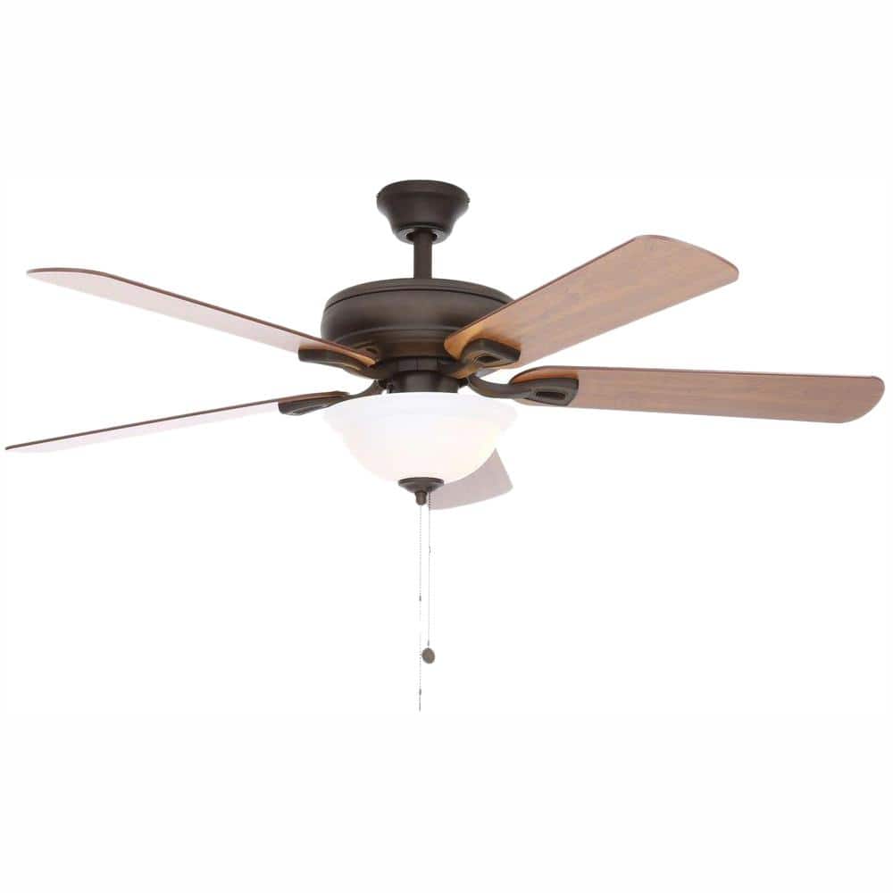 Indoor Oil-Rubbed Bronze Ceiling Fan with Light Kit Hampton Bay Rothley 52 in 