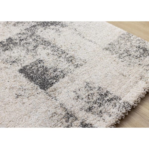 Botaniq Collections 5 ft. x 8 ft. White Distressed, Patchwork Indoor Area Rug