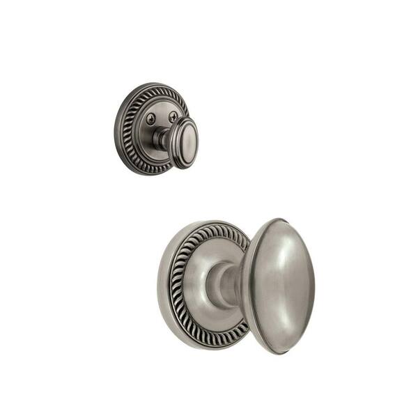 Grandeur Newport Single Cylinder Antique Pewter Combo Pack Keyed Alike with Eden Prairie Knob and Matching Deadbolt