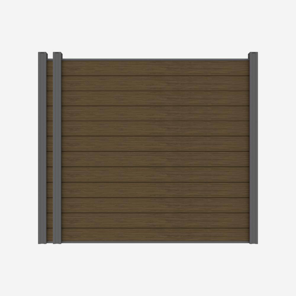 Complete Kit 6 ft. x 6 ft. Embossed Brown WPC Composite Fence Panel with Pr