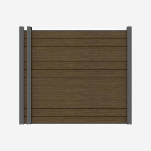LH EP Complete Kit 6 ft. x 6 ft. Embossed Brown WPC Composite Fence Panel with Pronged Holders and Post Kits (10-set)