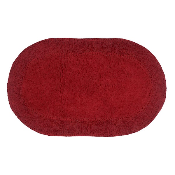 Double Ruffle Collection 100% Cotton Bath Rugs Set, 24x40 Rectangle, Red