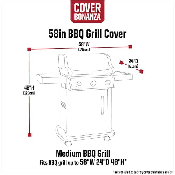 58 in. W x 24 in. D x 48 in. H Grill Cover in Black