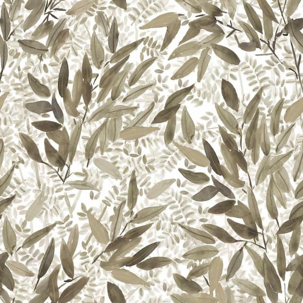 RoomMates Taupe and White Watercolor Leaves Peel and Stick Wallpaper (Covers 28.29 sq. ft.)