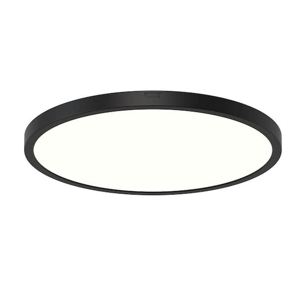 12 in. Black Round New Ultra-Low Profile Integrated LED Flush Mount Ceiling Light 2700K-5000K 5CCT Selectable