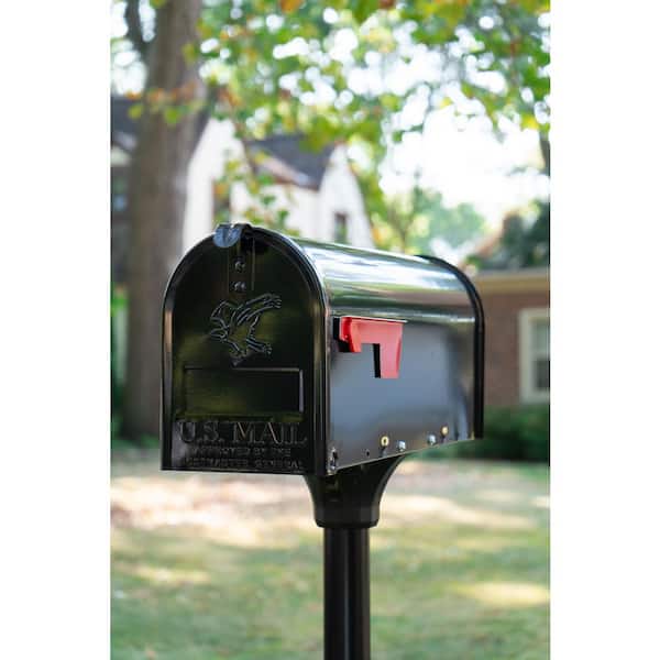 Elite Black, Medium, Steel, Post Mount Mailbox