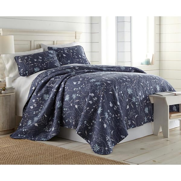 Southshore Fine Linens Secret Meadow 3-Piece Blue Full/Queen Microfiber Quilt Set