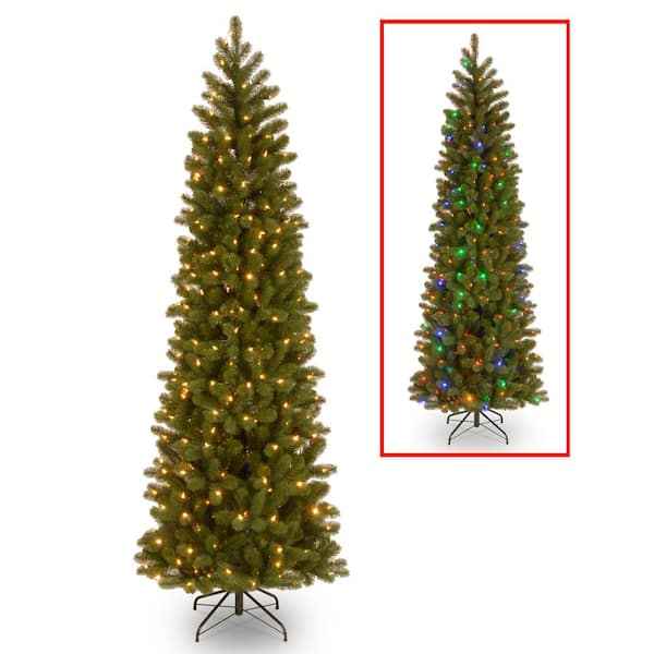 National Tree Company 7.5 ft. Downswept Douglas Pencil Slim Fir Artificial Christmas Tree with Dual Color LED Lights