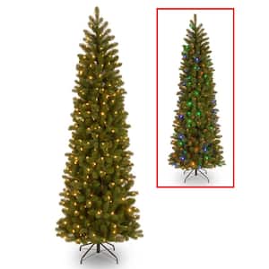 9 ft. Downswept Douglas Pencil Slim Fir Artificial Christmas Tree with Dual Color LED Lights