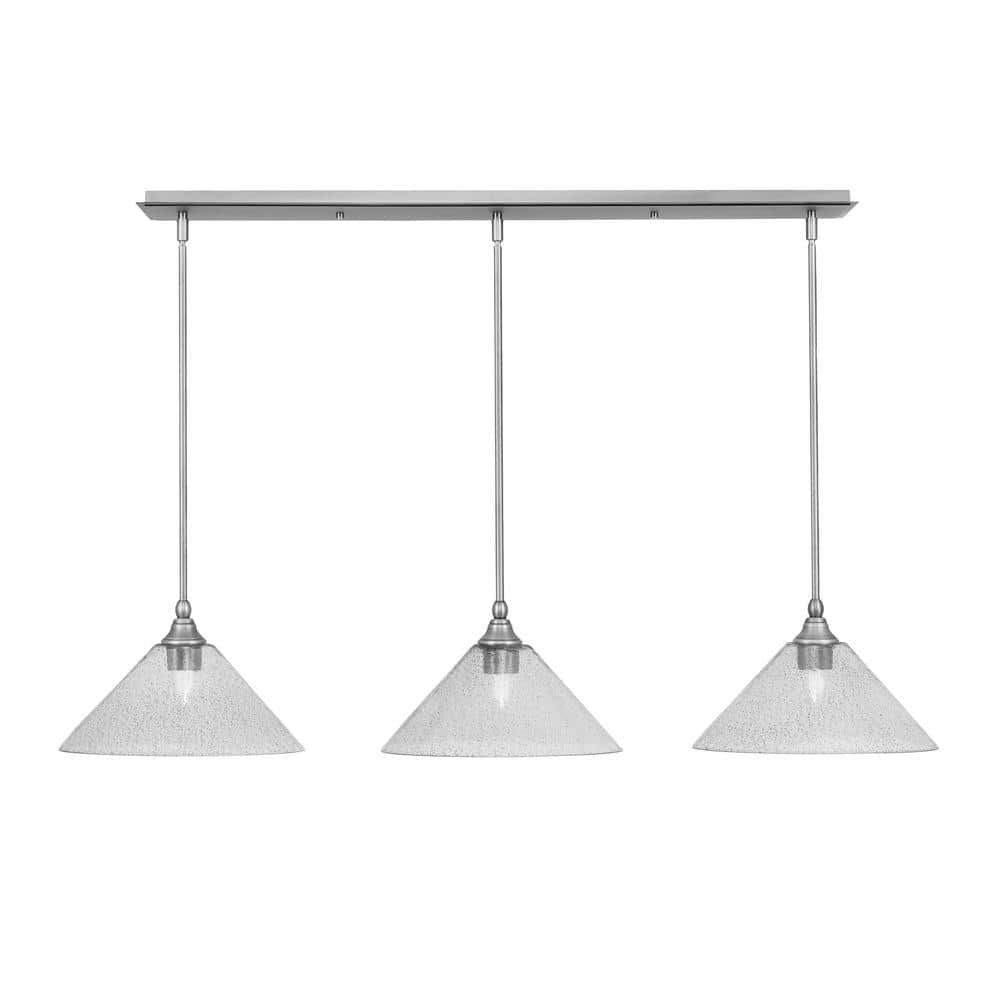 Livingston 100-Watt 3-Light Nickel Shaded Pendant Light with 12 in. Smoke B