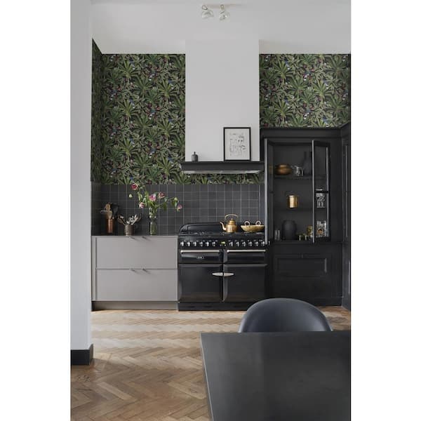 Carola Black Jungle Tropics Wallpaper Sample