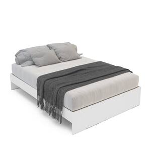 Madison White Wood Frame Full Size Platform Bed with Headboard