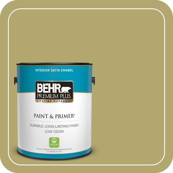 BEHR PREMIUM PLUS 1 gal. #PPU9-05 Natchez Moss Satin Enamel Low Odor Interior Paint & Primer